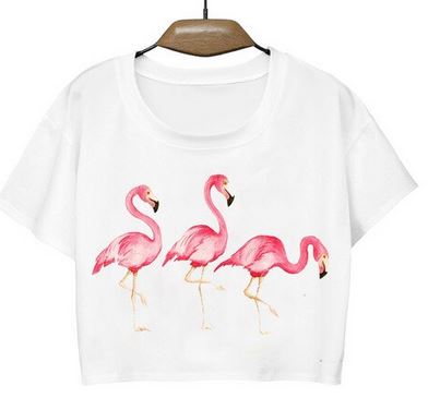 t shirt crop top flamant rose blanc chic tendance