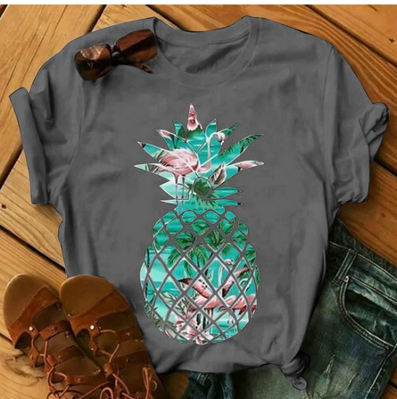 tee shirt flamant rose ananas