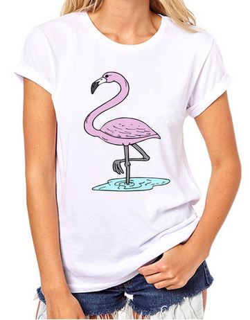 t-shirt flamant rose femme bain dessin