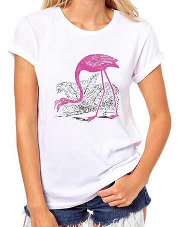t shirt flamant rose femme fille joli dessin