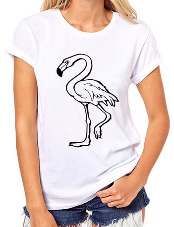 esquisse de flamant rose sur t shirt pour femmes