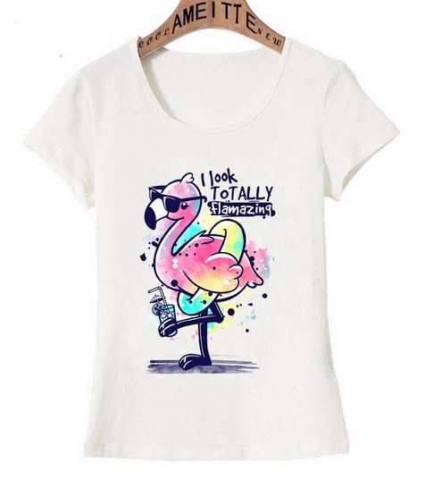 beau top femme flamant rose humour message