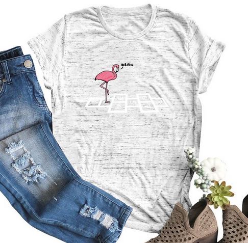 t-shirt flamant rose femme gris tendance h et m