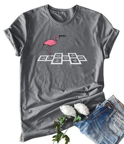 t-shirt flamant rose femme marelle gris
