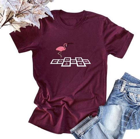 t-shirt flamant rose femme prune bordeaux lie de vin tendance