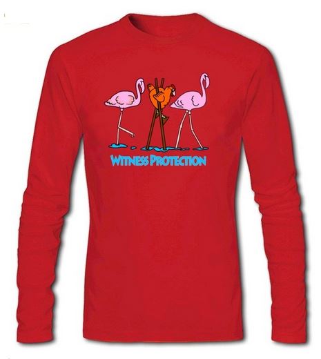 t-shirt homme flamant rose manches longues coton pas cher
