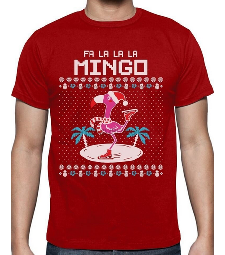 t shirt flamant rose homme noel rouge