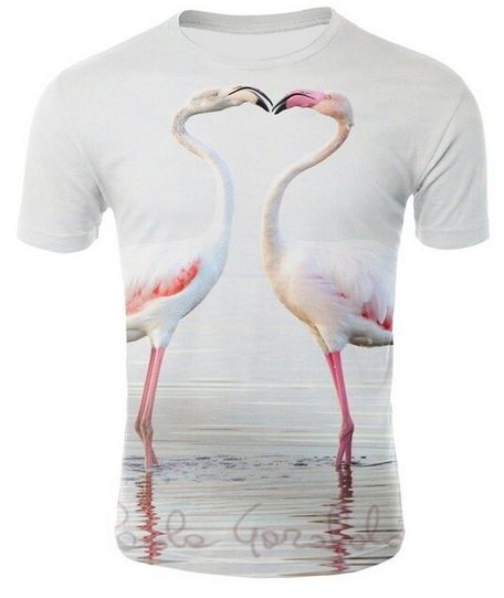 t shirt homme avec photo flamant rose realiste