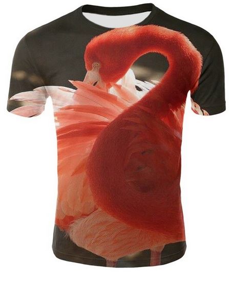 t shirt flamant rose realiste homme
