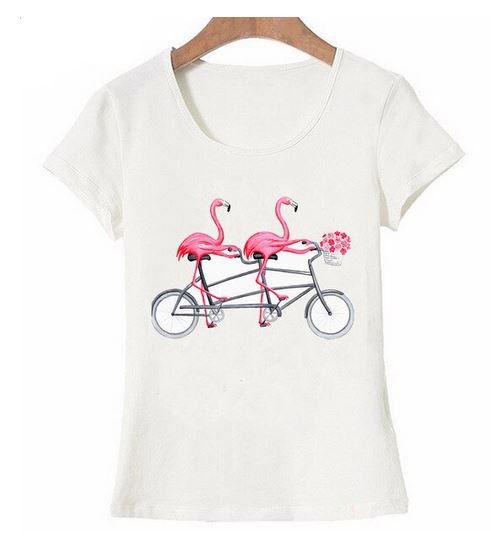 t-shirt flamant rose femme velo tandem rigolo simple classe