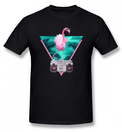 t shirt motif flamant rose dj music