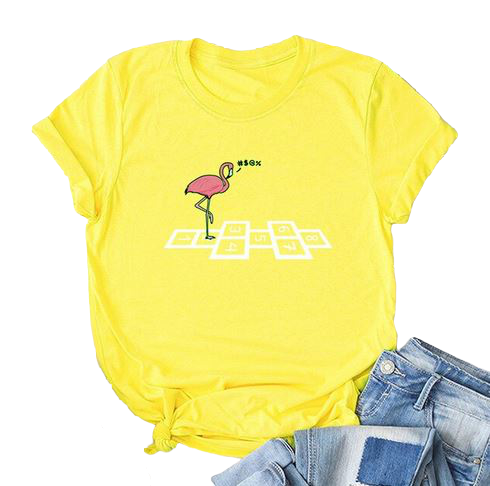 t-shirt flamand rose femme jaune poussin été tendance
