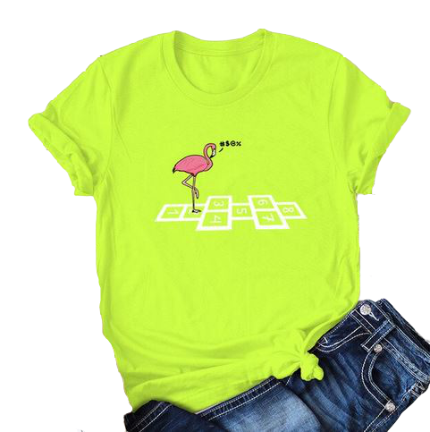 t shirt flamant rose femme fluo flashy vert pistache jaune