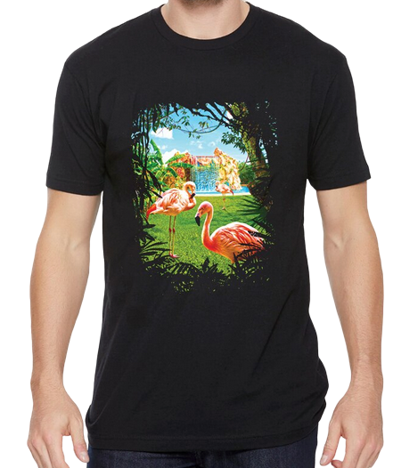 t-shirt flamant rose homme imprime paradis