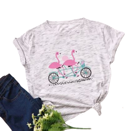 t shirt flamant rose motif femme fille amusant