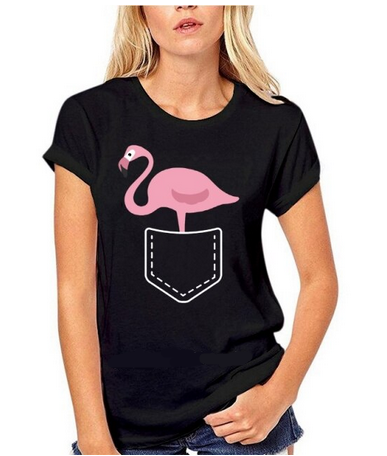 t shirt femme flamant rose noir zara