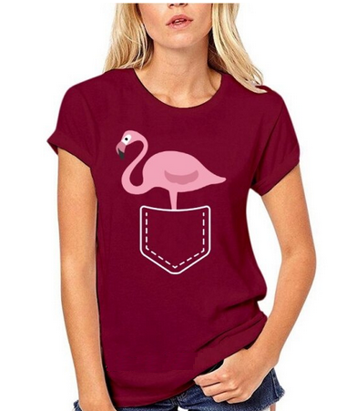 t-shirt flamant rose femme rouge bordeaux tendance