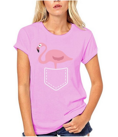 t-shirt rose avec flamant rose pastel femme doux ado fille