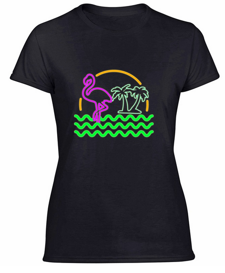 t shirt imprime flamant rose femme