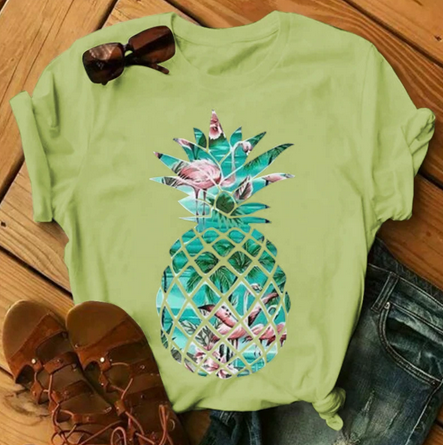 t shirt femme flamant rose et ananas