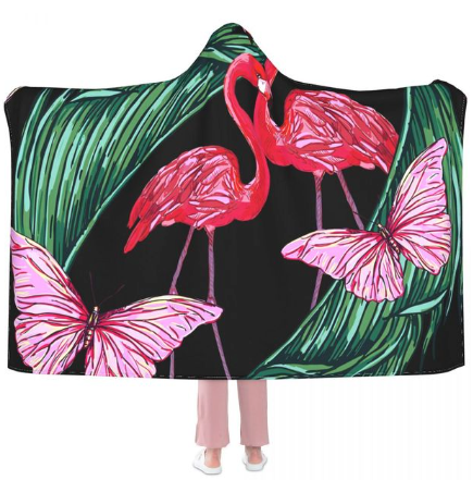 plaid flamant rose et papillon