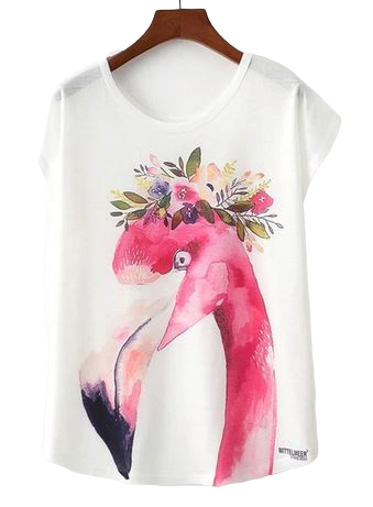 t-shirt femme flamant rose élégant fleurs chic