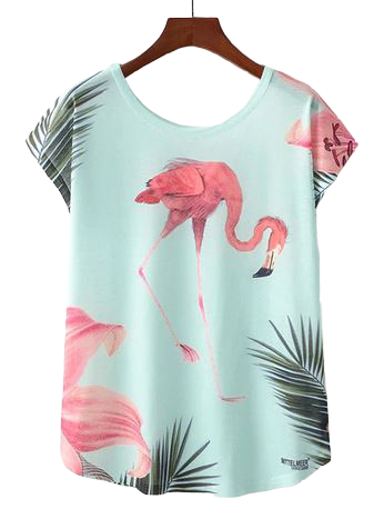 t-shirt flamant rose vert d'eau romantique transparent classe