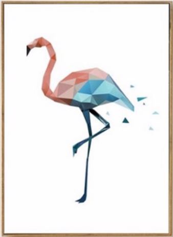 Tableau Flamant Rose Géométrique Couleurs