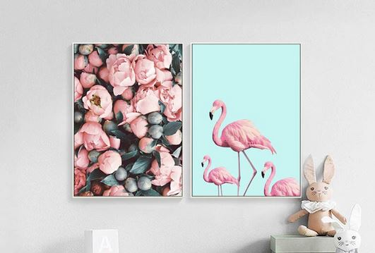Tableau Flamant Rose Maman chambre bébé