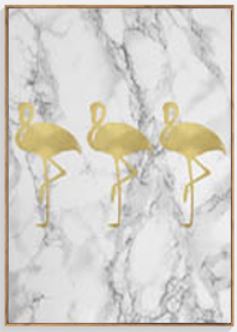 Tableau Flamant Rose Marbre Or