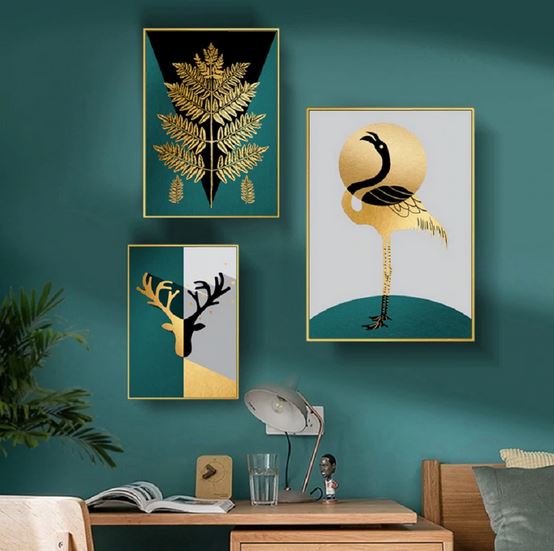 Tableau Flamant Rose Or salle à manger maison du monde