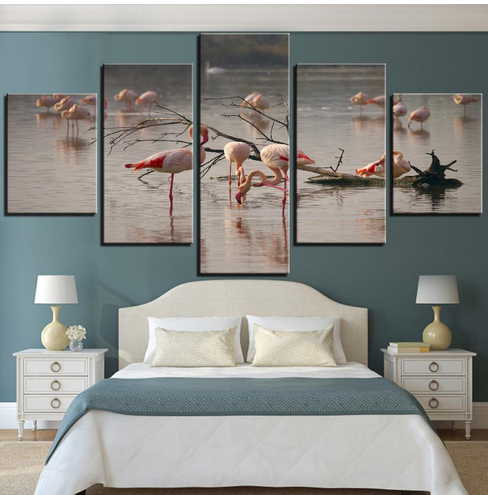 cadre flamant rose en plusieurs parties