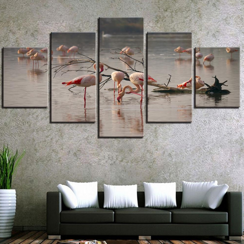 cadre en plusieurs parties avec flamant rose