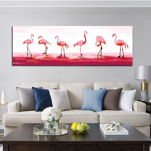 tableau flamant rose rectangulaire