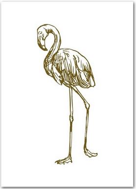 Tableau avec Flamant Rose Or