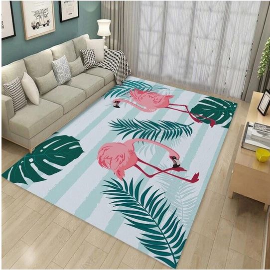 tapis flamant rose rectangulaire