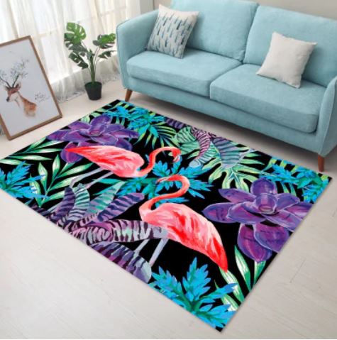 tapis flamant rose fantaisie colore