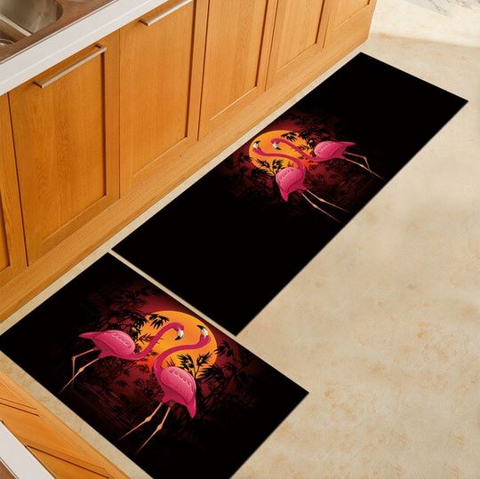 tapis flamant rose couloir paillasson