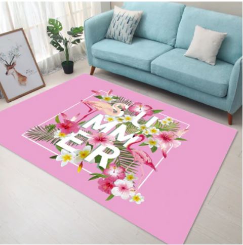 tapis rose flamant rose fleurs