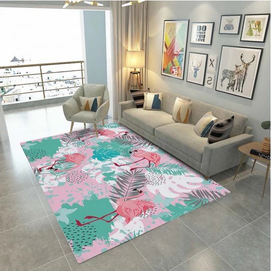 tapis flamant rose doux