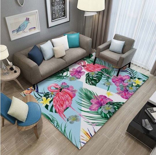tapis flamant rose exotique