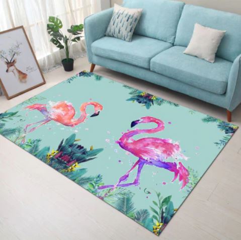 tapis flamant rose dessin kawaii