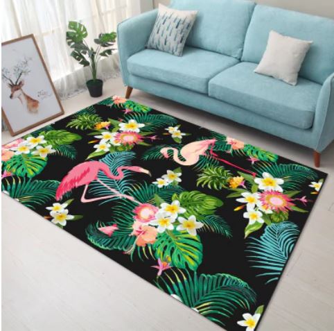 tapis flamant rose exotique