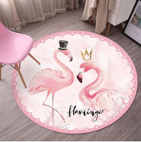 tapis rond flamant rose princesse