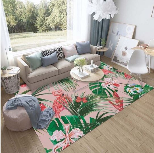 tapis flamant rose pour le salon