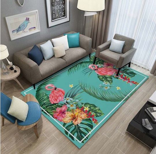 tapis flamant rose rectangulaire tendance tropical