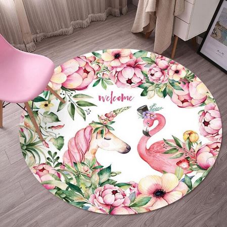 tapis rond flamant rose et licorne