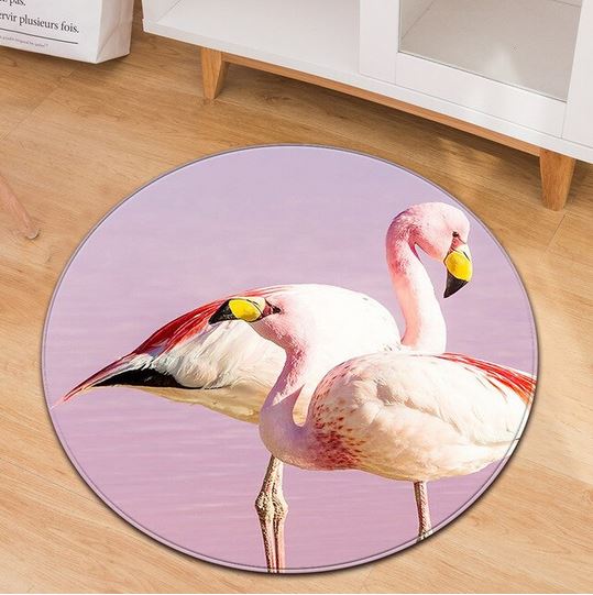 tapis flamant rose rond 3d