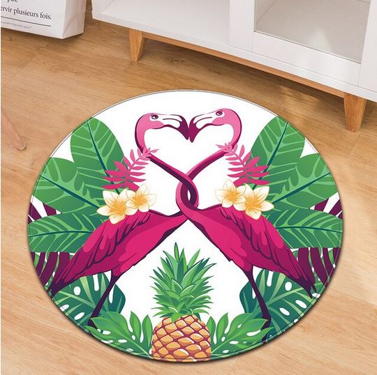 tapis rond flamant rose ananas