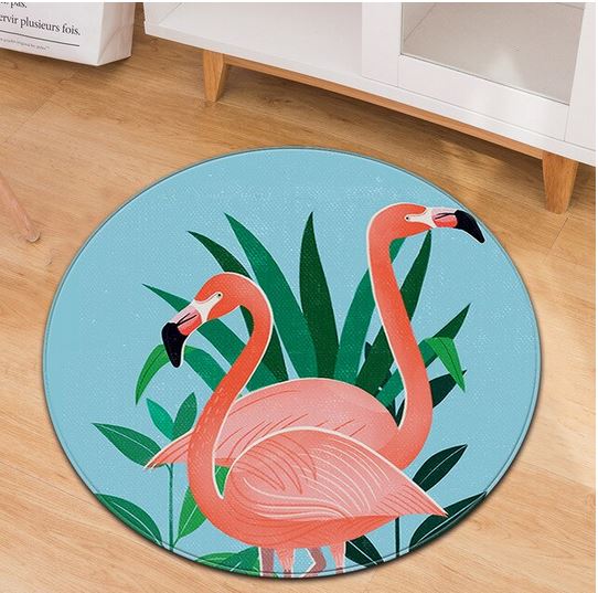 tapis flamant rose rond dessin